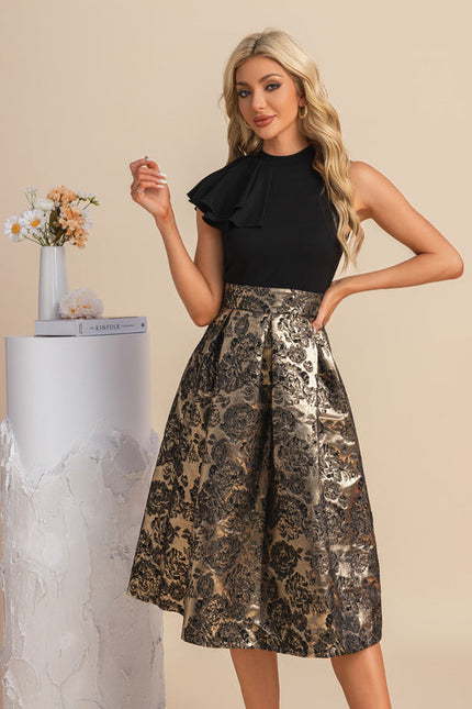 Robe Midi Florale À Volants Élégante - gallery 6