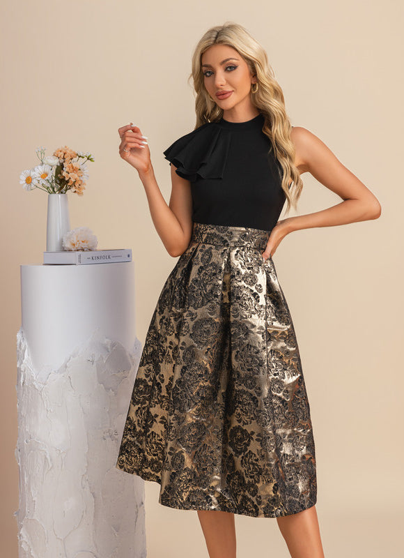 Robe Midi Florale À Volants Élégante - gallery 6