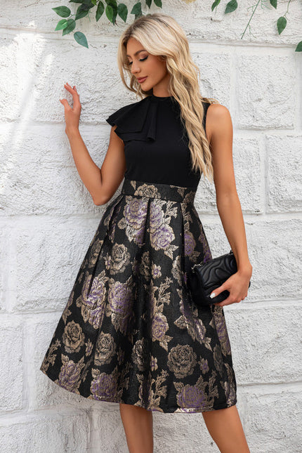 Robe Midi Florale À Volants Élégante - gallery 3
