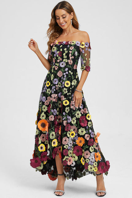 Robe Trapèze En Tulle Floral - gallery 3