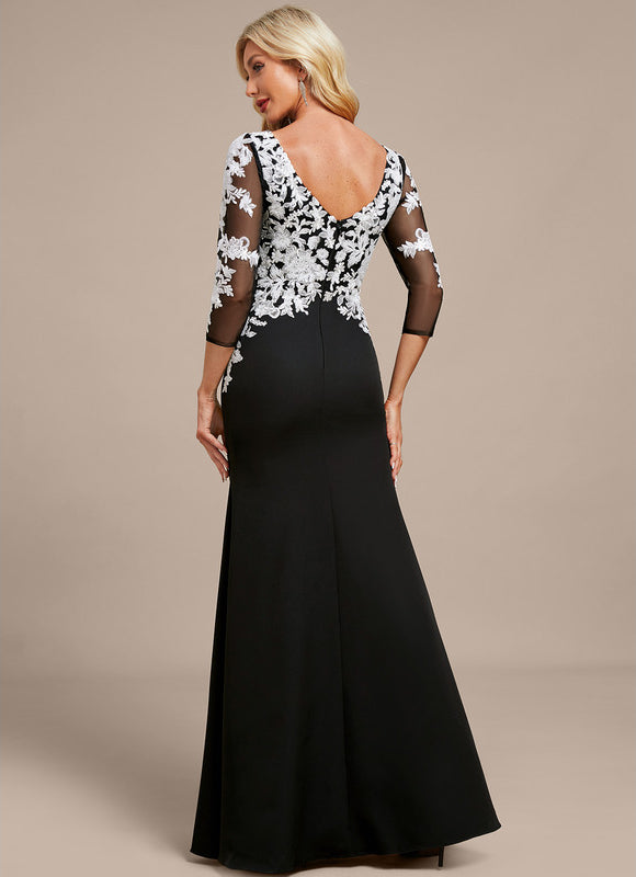 Robe Noire En Dentelle Manche Longue - gallery 6