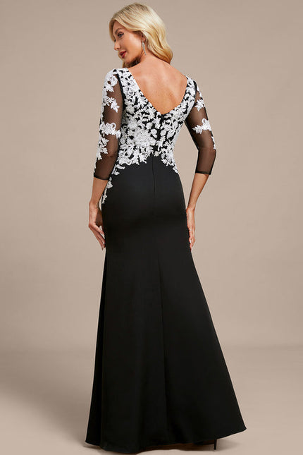 Robe Noire En Dentelle Manche Longue - gallery 6