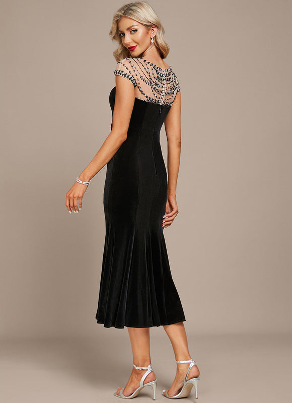 Robe Velours Élégante À Perles - gallery 4