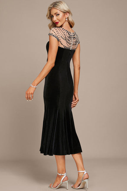 Robe Velours Élégante À Perles - gallery 4