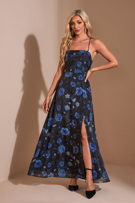 Robe Maxi Chic À Fleurs Bleues - gallery 3