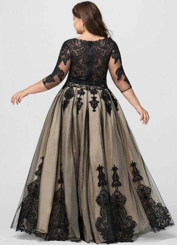 Robe De Bal Tulle Brodé Noir - gallery 6