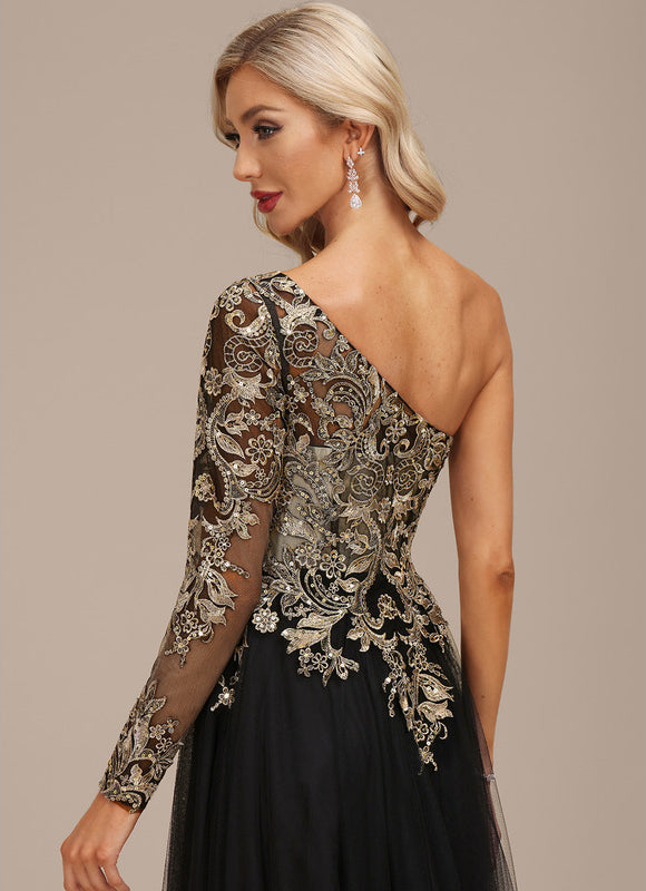 Robe Asymétrique Ornée De Sequins - gallery 7