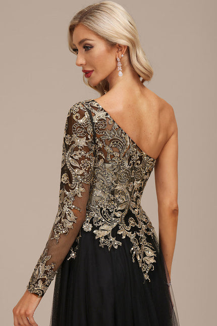 Robe Asymétrique Ornée De Sequins - gallery 7