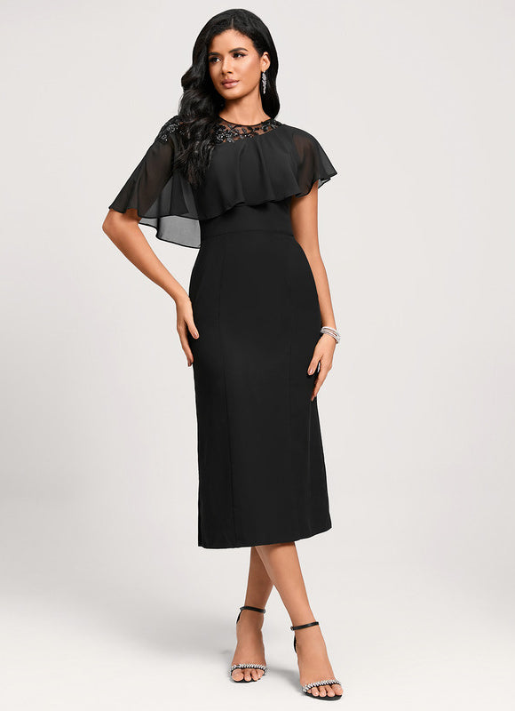 Robe Chic Mousseline À Appliques - gallery 2