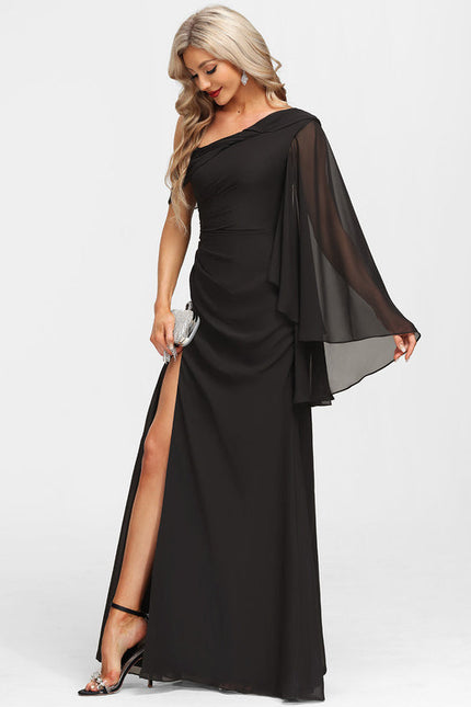 Robe Fourreau Asymétrique Élégante Noire - gallery 6