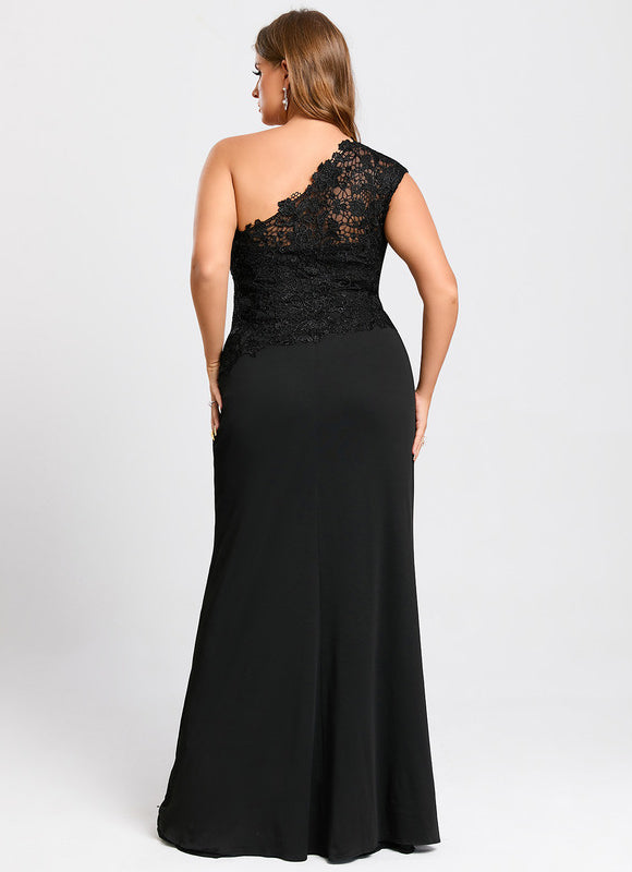 Robe Noire Asymétrique Élégante Fendue - gallery 9