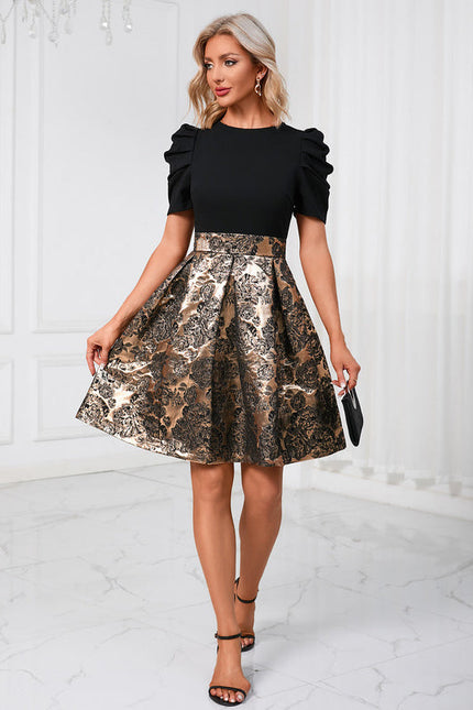 Robe Trapèze Dorée Élégante Chic - gallery 2