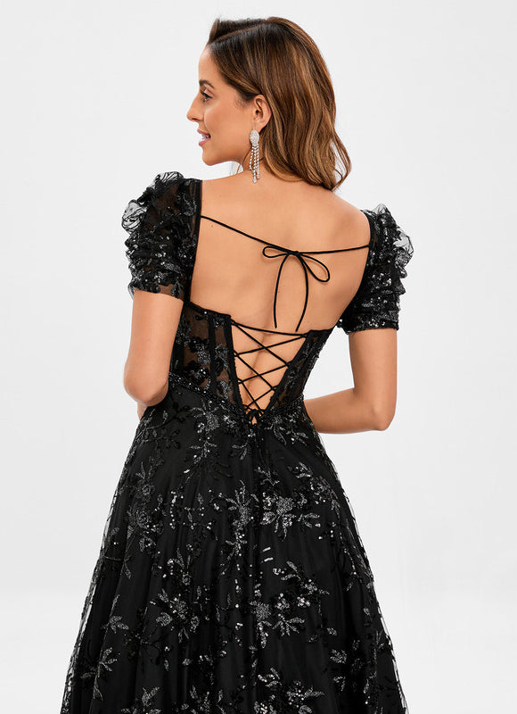 Robe Noire Luxe Dentelle Brodée - gallery 4