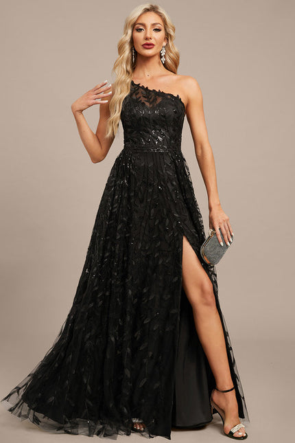 Robe Noire Luxe À Fente - gallery 3