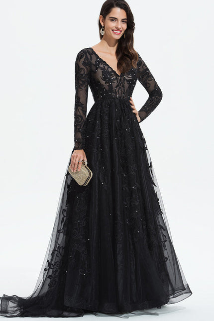 Robe De Bal En Tulle Scintillant - gallery 2