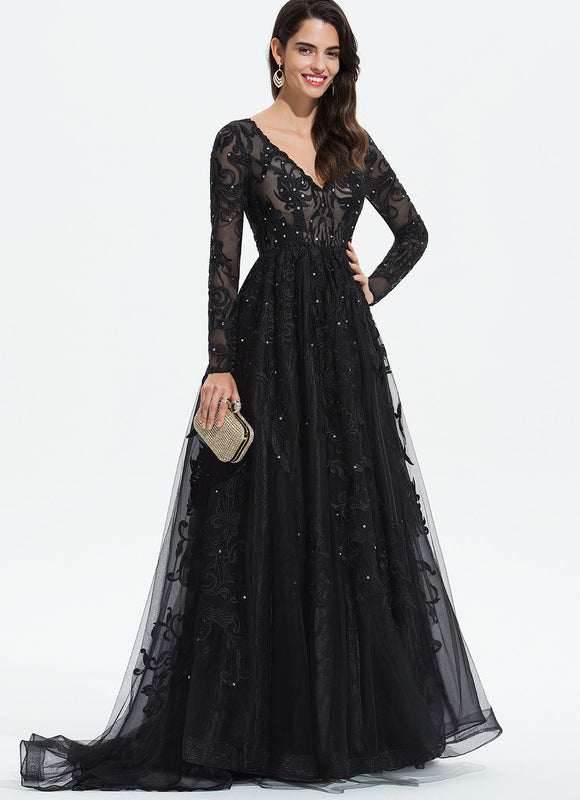 Robe De Bal En Tulle Scintillant - gallery 2