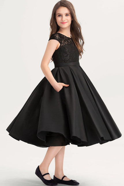 Robe Demoiselle D'Honneur Noir Satin - gallery 2