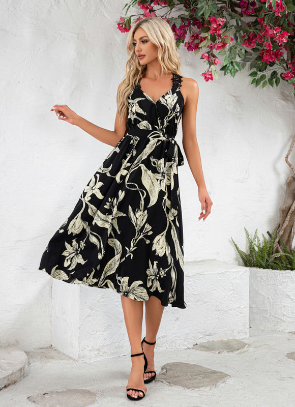 Robe Fleurie Chic Col V Midi - gallery 2