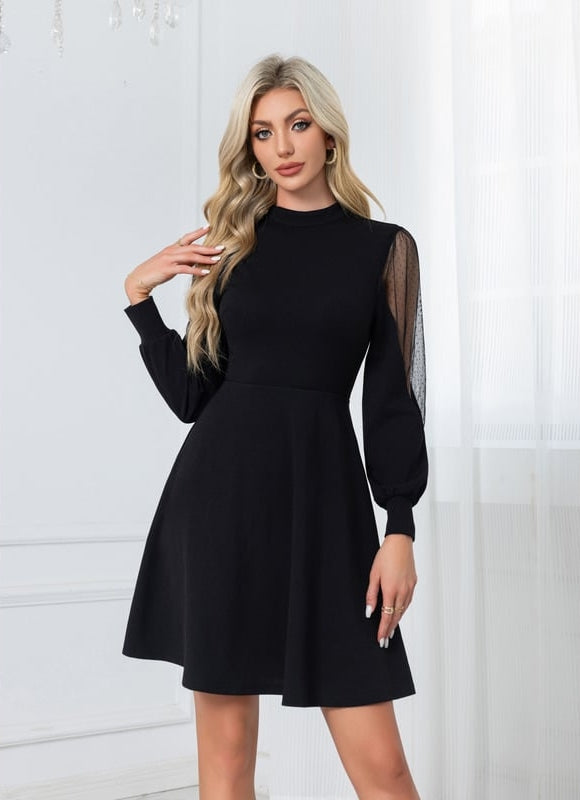 Robe Noire Manche Transparente