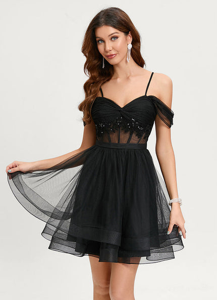 Robe De Bal Tulle Scintillant Noir