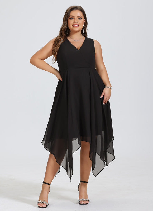 Robe Cocktail Vaporeuse Élégante Noire - gallery 4