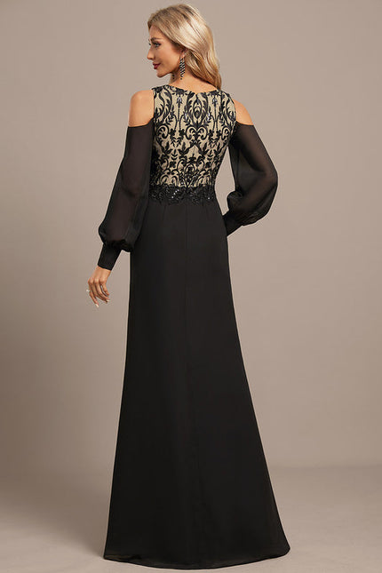 Robe Noire Luxe À Manches Bouffantes - gallery 3