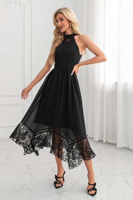 Robe Trapèze Noire En Dentelle