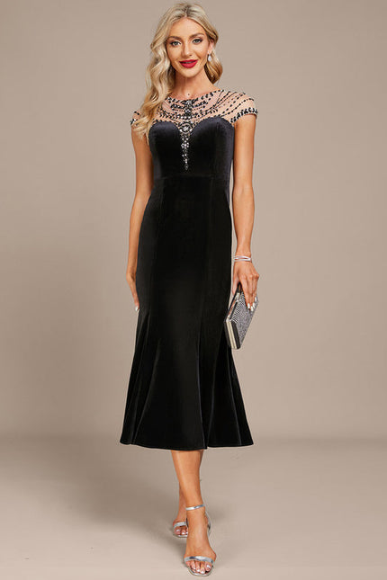 Robe Velours Élégante À Perles - gallery 3