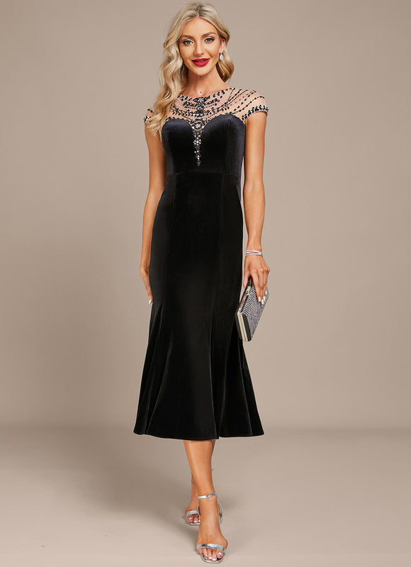 Robe Velours Élégante À Perles - gallery 3