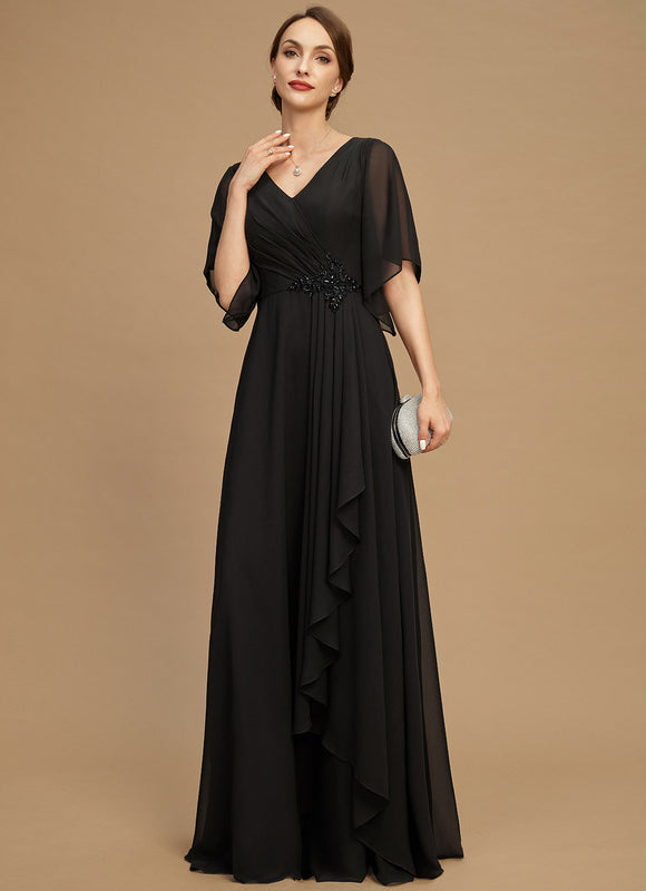 Robe Noire Luxe Satinée À Manches. - gallery 1