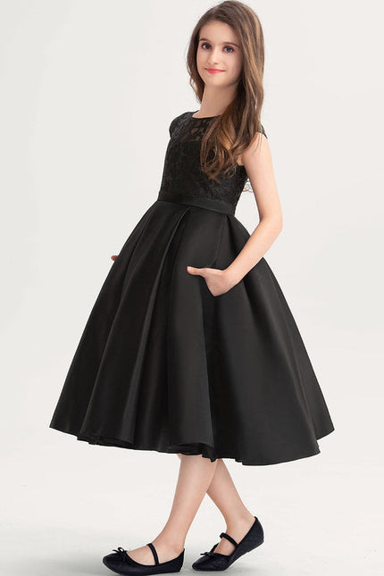 Robe Demoiselle D'Honneur Noir Satin - gallery 4