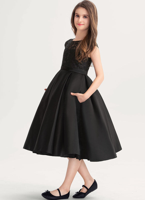 Robe Demoiselle D'Honneur Noir Satin - gallery 4