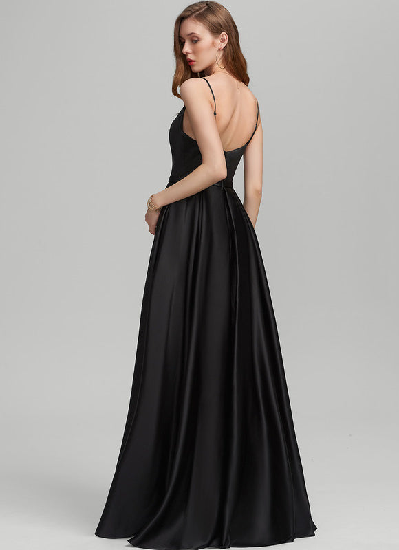 Robe Satinée Élégante Fendue - gallery 1