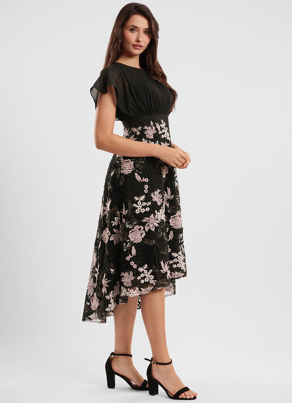 Robe Trapèze Florale Élégante - gallery 1