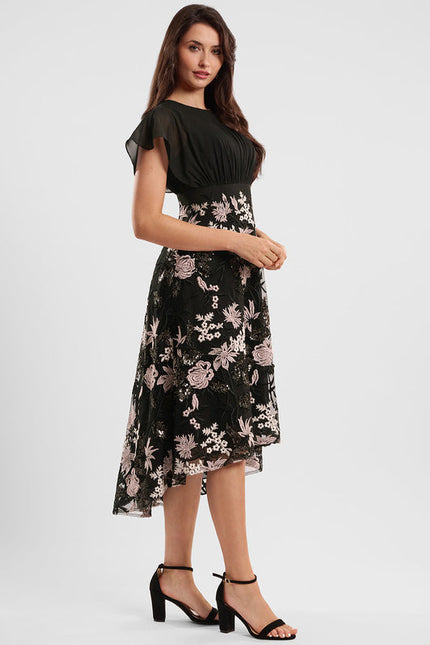 Robe Trapèze Florale Élégante - gallery 1