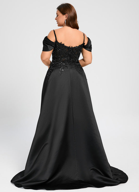 Robe De Bal Satinée À Fente - gallery 9