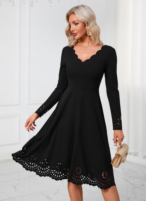 Robe Noir Col Bateau - gallery 5