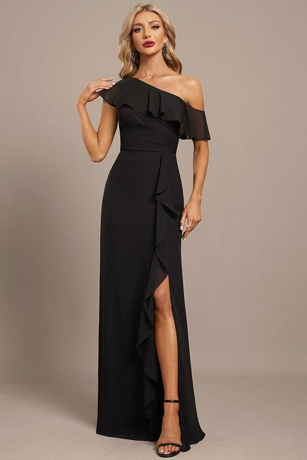 Robe Noire Luxe À Volants