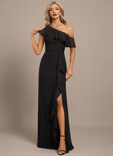 Robe Noire Luxe À Volants