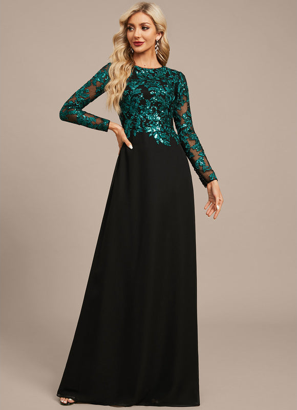 Robe Longue Chic À Manches Brodées - gallery 2