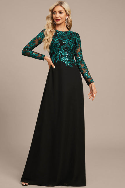 Robe Longue Chic À Manches Brodées - gallery 2