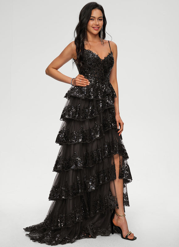 Robe De Bal À Volants Scintillants - gallery 1