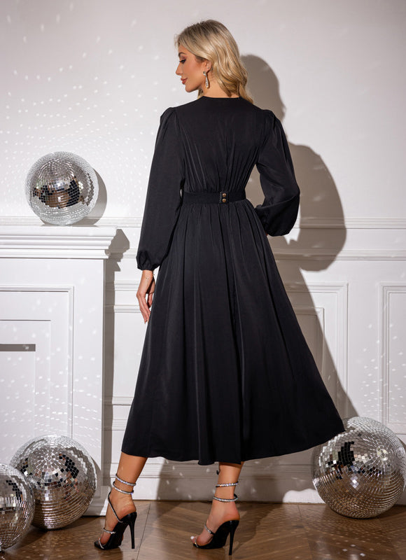 Robe Noir Satin Longue - gallery 2