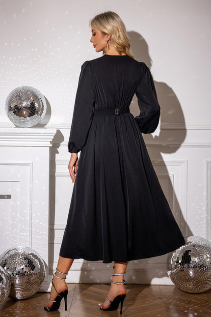 Robe Noir Satin Longue - gallery 2