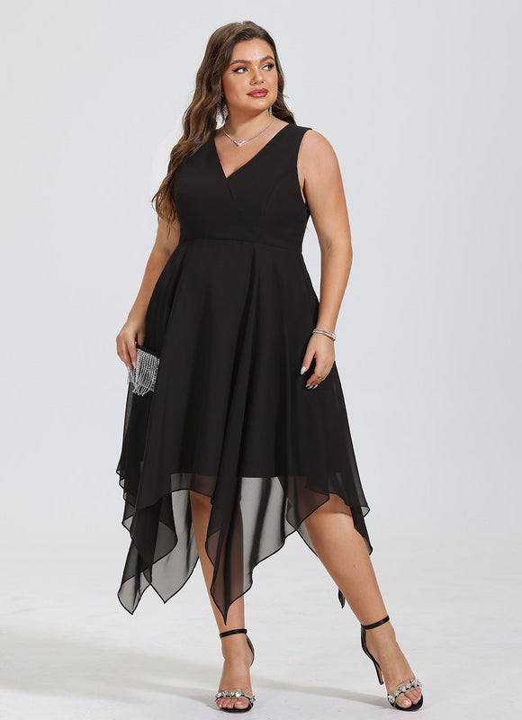 Robe Cocktail Vaporeuse Élégante Noire - gallery 7