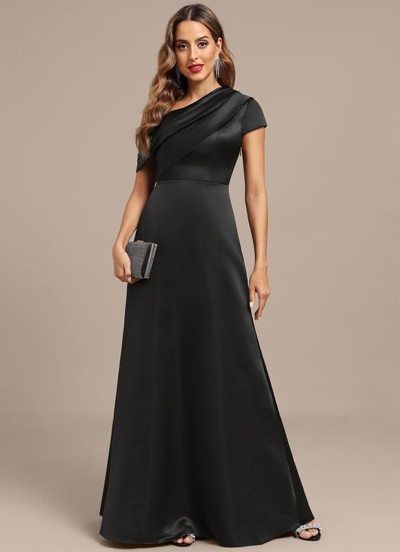 Robe Satinée Asymétrique Élégante Longue