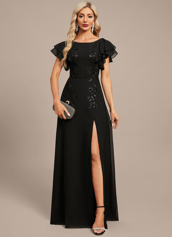 Robe Noire Luxe À Manches Bouffantes - gallery 2