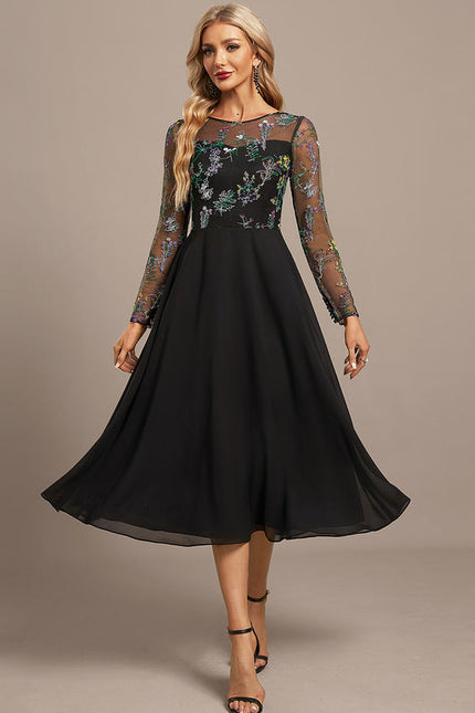 Robe Noire Luxe À Manches Transparentes - gallery 2