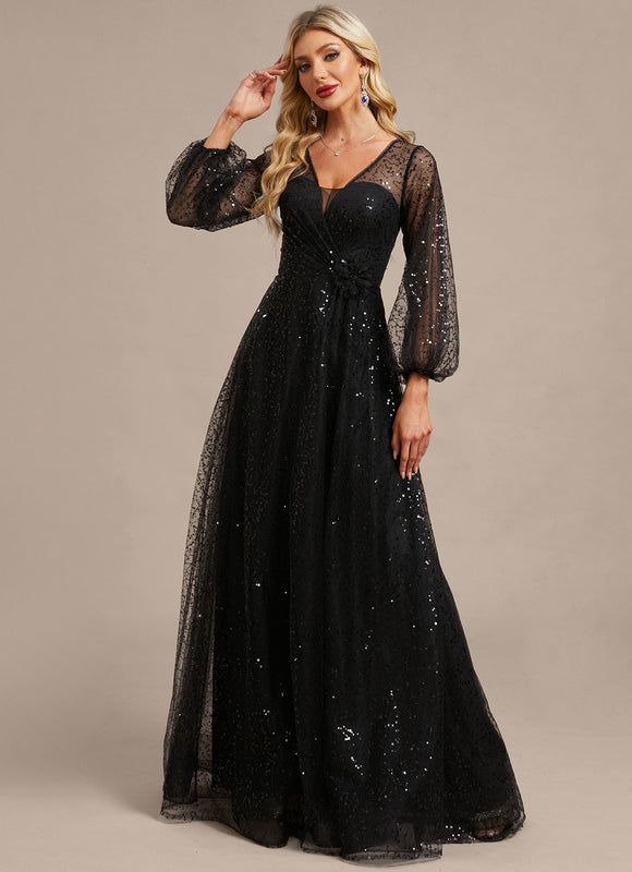 Robe Noire Paillette Élégante - gallery 2