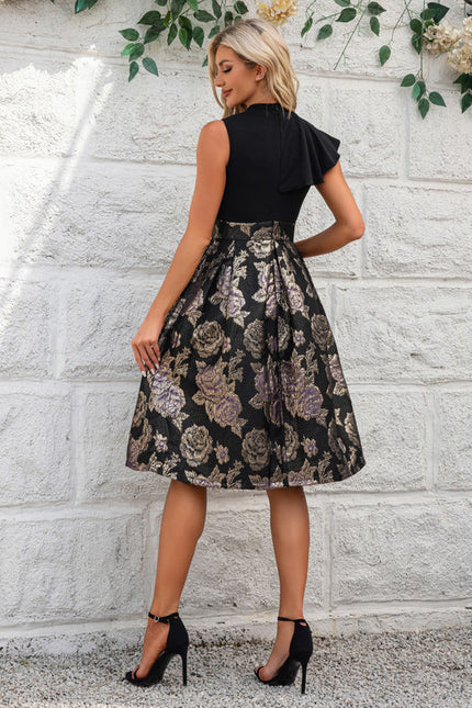 Robe Midi Florale À Volants Élégante - gallery 4